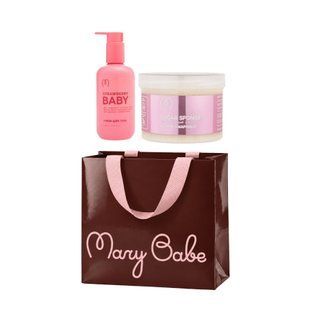 Подарочный набор КЛУБНИЧНЫЕ ОБЛАЧКА: Крем для экстраувлажнения Strawberry Baby + Скраб для тела Розовые Облачка + Подарочный пакет